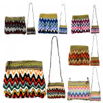 180427- 6 COLORS-6 PIECE CHEVRON SINGLE SHOULDER / LONG STRAP SMALL MESSENGER HANDBAG (6 COLORS)